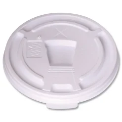 WinCup Drink-Thru Plastic Lids for 10 oz Hot Cups and Bowls - White (1000/Carton)