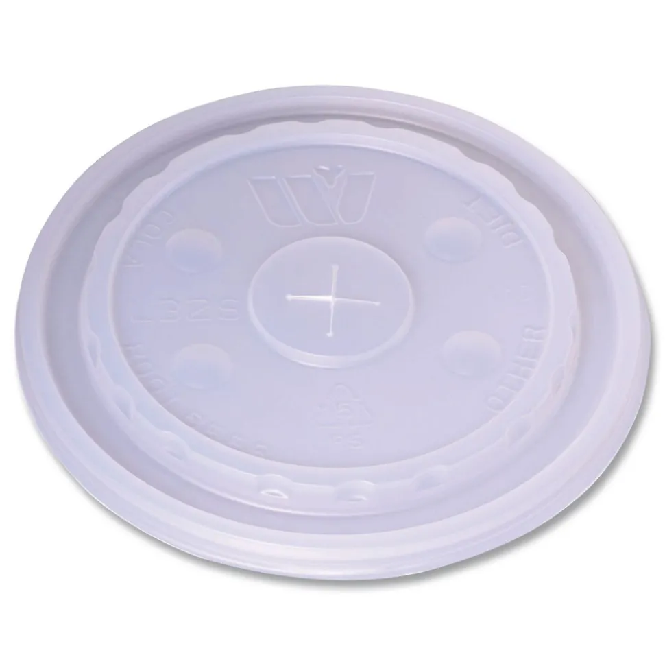 WinCup Slotted Plastic Lids for 32 oz to 64 oz Cold Cups and Bowls - Translucent (1000/Carton)