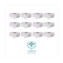 Windsoft 3.4 in. x 1000 ft. 2 Ply Septic Safe Jumbo Roll Bath Tissue - White (12 Rolls/Carton)