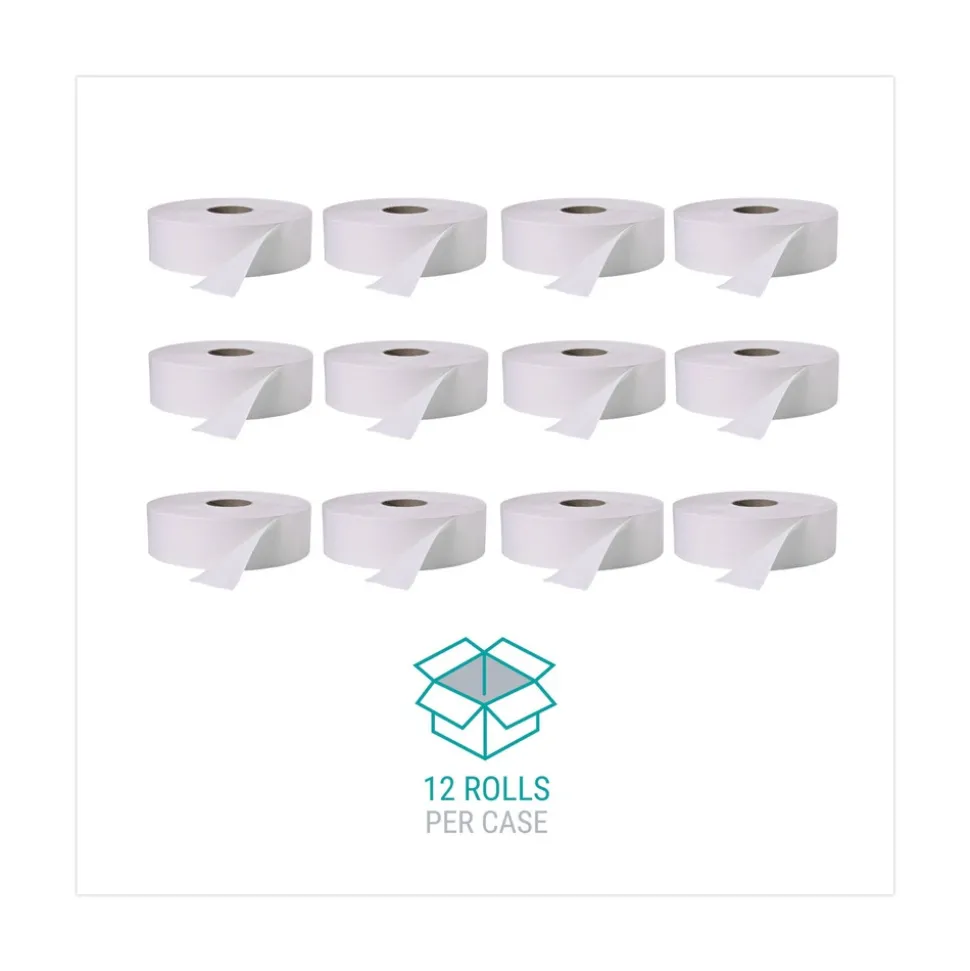 Windsoft 3.4 in. x 1000 ft. 2 Ply Septic Safe Jumbo Roll Bath Tissue - White (12 Rolls/Carton)