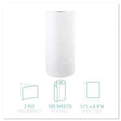 Windsoft WIN1220CT 11 in. x 8.8 in. 2-Ply Kitchen Roll Towels - White (30 Rolls/Carton)