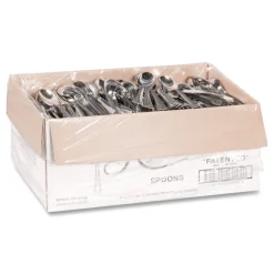 WNA 6 1/4 in. Reflections Design Heavyweight Plastic Spoons - Silver (600/Carton)