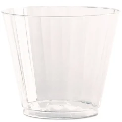 WNA 9 oz. Classic Crystal Fluted Squat Plastic Tumblers - Clear (240/Carton)