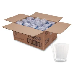 WNA 9 oz. Classic Crystal Fluted Squat Plastic Tumblers - Clear (240/Carton)