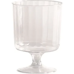 WNA 5 oz. Fluted Classic Crystal Plastic Wine Glasses on Pedestals - Clear (10/Pack, 24 Packs/Carton)
