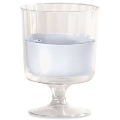 WNA 5 oz. Fluted Classic Crystal Plastic Wine Glasses on Pedestals - Clear (10/Pack, 24 Packs/Carton)