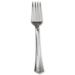 WNA WNA REF320FK Reflections Heavyweight Plastic Utensils Fork - Silver (320/Carton)
