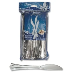 WNA WNA REF320KN Reflections Heavyweight Plastic Utensils Knife - Silver (320/Carton)