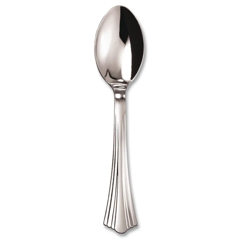 WNA WNA REF320SP 6.25 in. Reflections Heavyweight Plastic Utensils Spoon - Silver (320/Carton)