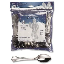 WNA WNA REF320SP 6.25 in. Reflections Heavyweight Plastic Utensils Spoon - Silver (320/Carton)