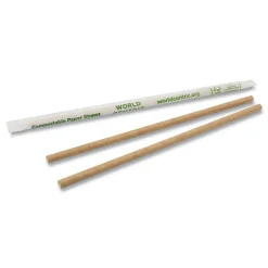 World Centric 8 in. Wrapped Sustainable Kraft Paper Straws - Natural (6000/Carton)