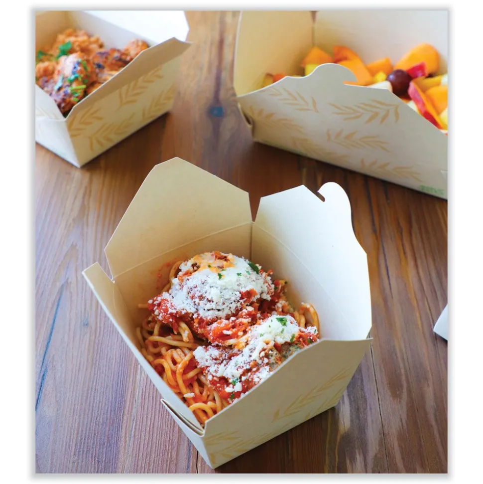 World Centric 4.2 in. x 5.2 in. x 2.5 in. 26 oz. Sugarcane No Tree Folded Takeout Containers - Natural (450/Carton)