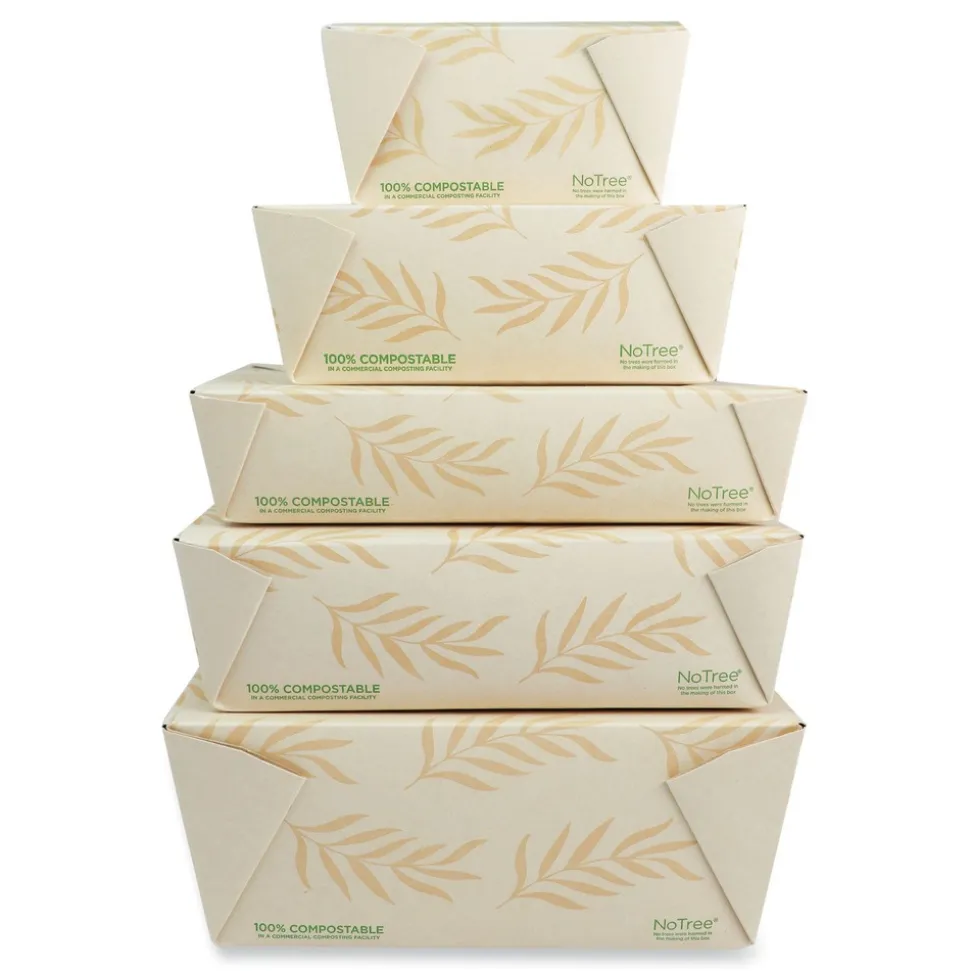 World Centric 4.2 in. x 5.2 in. x 2.5 in. 26 oz. Sugarcane No Tree Folded Takeout Containers - Natural (450/Carton)