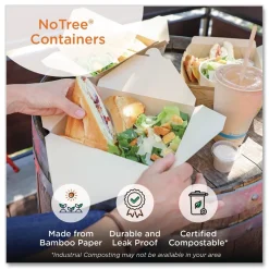 World Centric 4.2 in. x 5.2 in. x 2.5 in. 26 oz. Sugarcane No Tree Folded Takeout Containers - Natural (450/Carton)