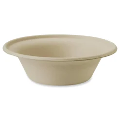 World Centric 6 in. x 6 in. x 1.7 in. 11.5 oz. Paper Fiber Bowls - Natural (1000/Carton)