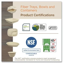 World Centric 6 in. x 6 in. x 1.7 in. 11.5 oz. Paper Fiber Bowls - Natural (1000/Carton)