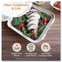 World Centric 8.7 in. x 6.5 in. x 3.1 in. 48 oz. Paper Fiber Containers - Natural (400/Carton)