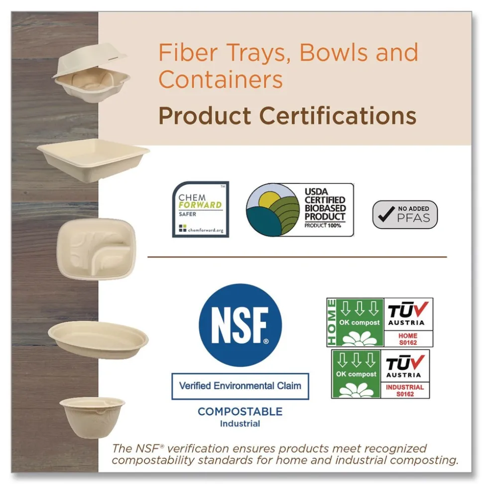 World Centric 8.7 in. x 6.5 in. x 3.1 in. 48 oz. Paper Fiber Containers - Natural (400/Carton)