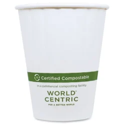 World Centric 8 oz. Double Wall Paper Hot Cups - White (1000/Carton)