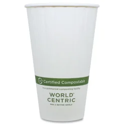 World Centric 16 oz. Double Wall Paper Hot Cups - White (600/Carton)