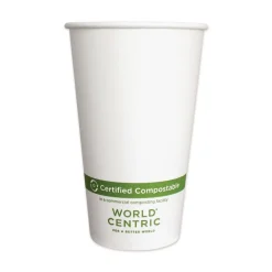 World Centric 16 oz. Paper Hot Cups - White (1000/Carton)