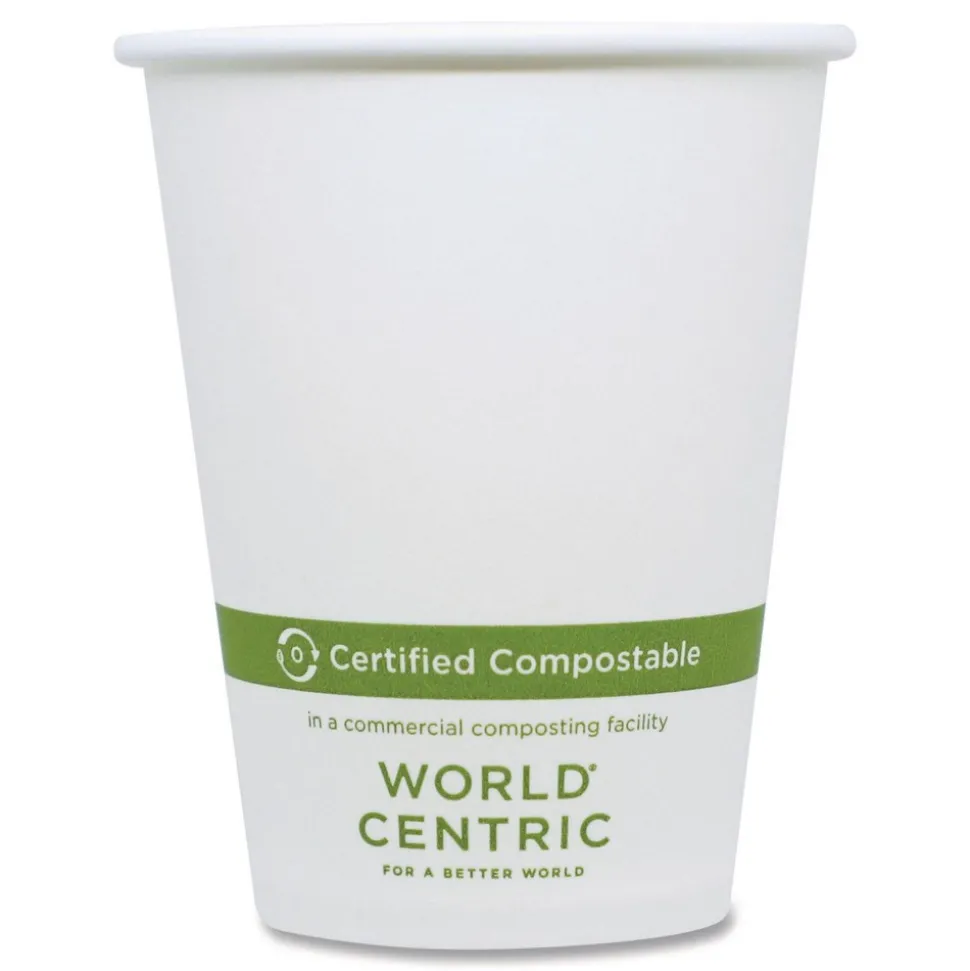 World Centric 8 oz. Paper Hot Cups - White (1000/Carton)
