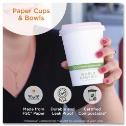 World Centric 8 oz. Paper Hot Cups - White (1000/Carton)