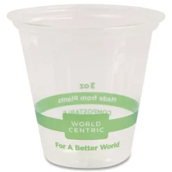 World Centric 3 oz PLA Plastic Cold Cups - Clear (2500/Carton)