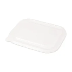 World Centric CTLCS3 8.8 in. x 6.9 in. x 0.8 in. Plastic PLA Lids for Fiber Containers - Clear (400/Carton)