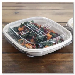World Centric CTLCS3 8.8 in. x 6.9 in. x 0.8 in. Plastic PLA Lids for Fiber Containers - Clear (400/Carton)