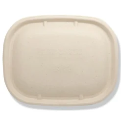 World Centric CTLSCU3LF 8.9 in. x 6.9 in. x 0.4 in. Paper Fiber Lids for Fiber Containers - Natural (400/Carton)
