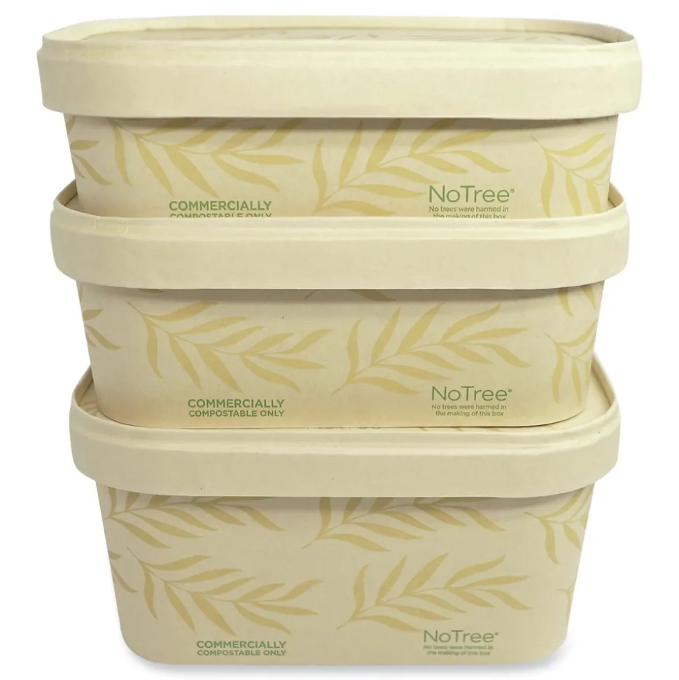 World Centric CT-NT-24 4.7 in. x 6.8 in. x 2.3 in. 24 oz. No Tree Rectangular Sugarcane Containers - Natural (300/Carton)