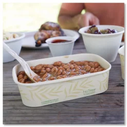 World Centric CT-NT-16 16 oz 4.7 in. x 6.8 in. x 1.6 in. Sugarcane No Tree Rectangular Containers - Natural (300/Carton)