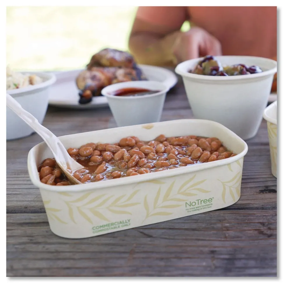 World Centric CT-NT-16 16 oz 4.7 in. x 6.8 in. x 1.6 in. Sugarcane No Tree Rectangular Containers - Natural (300/Carton)