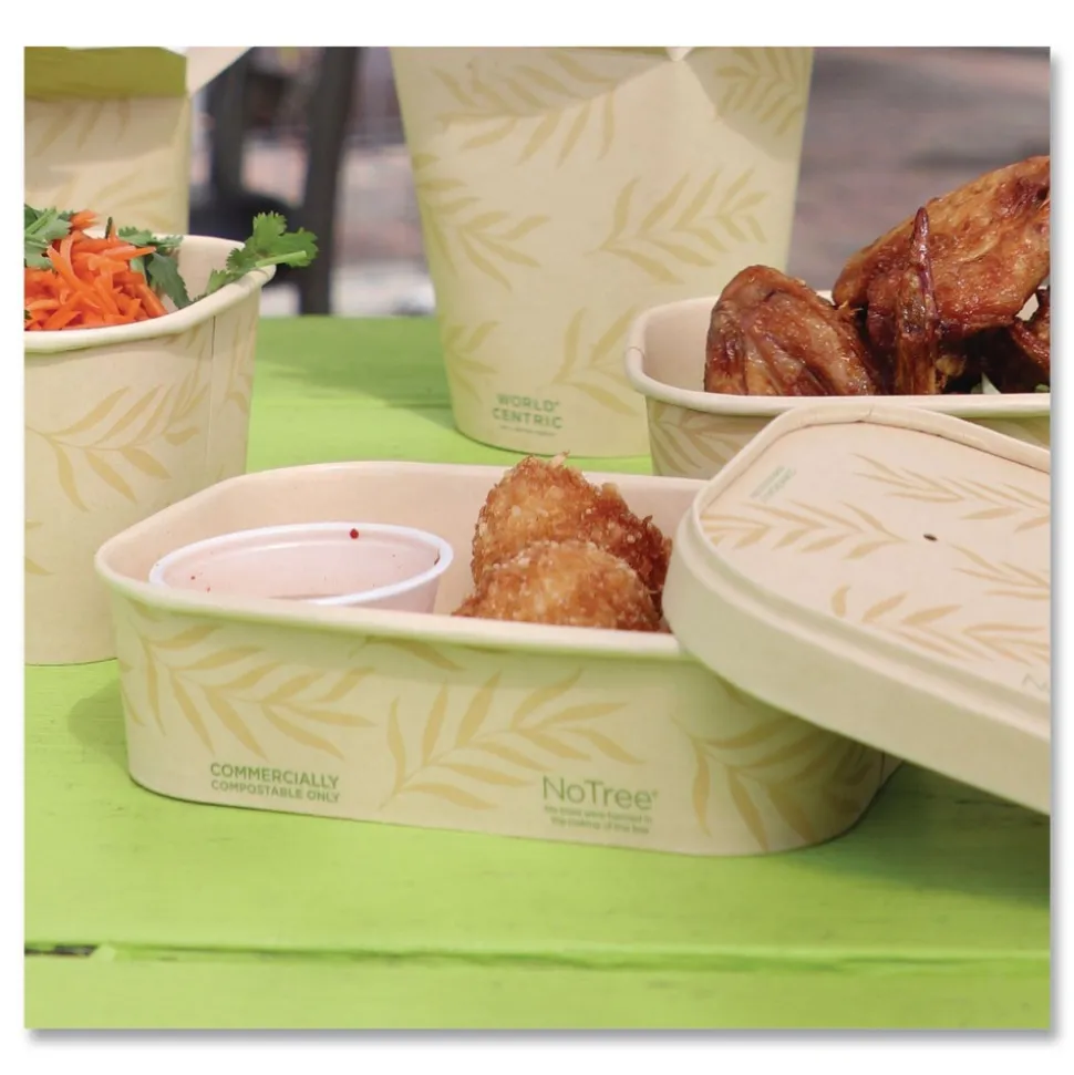 World Centric CT-NT-16 16 oz 4.7 in. x 6.8 in. x 1.6 in. Sugarcane No Tree Rectangular Containers - Natural (300/Carton)