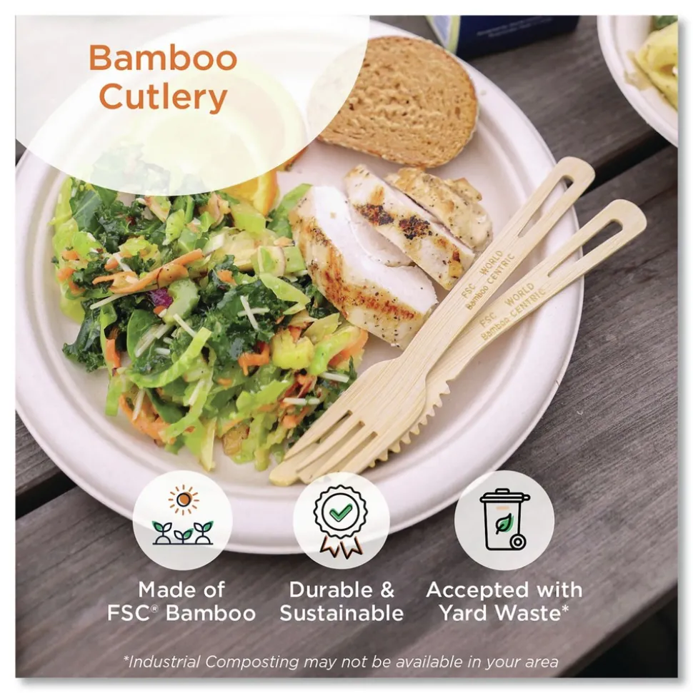 World Centric FO-BB-67 6.7 in. Bamboo Cutlery Fork - Natural (2000/Carton)