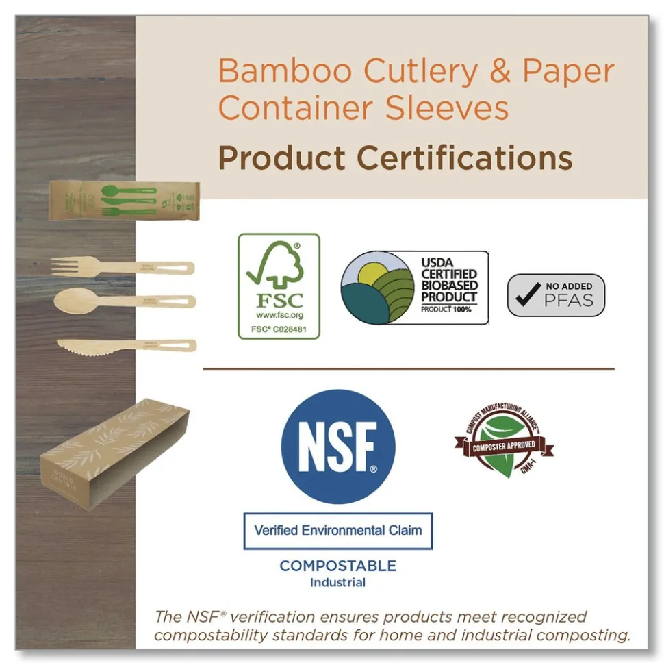 World Centric FO-BB-67 6.7 in. Bamboo Cutlery Fork - Natural (2000/Carton)