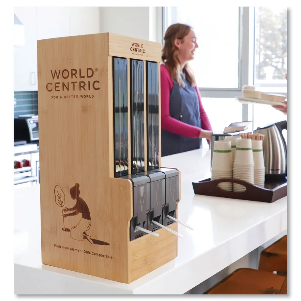 World Centric FO-PS-6DP Cutlery Dispenser Plastic Fork Refills - White (10/Carton)