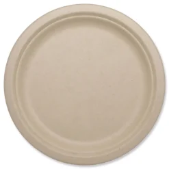 World Centric PL-SC-U10-LFP 10.1 in. Diameter Paper Fiber Plates - Natural (800/Carton)