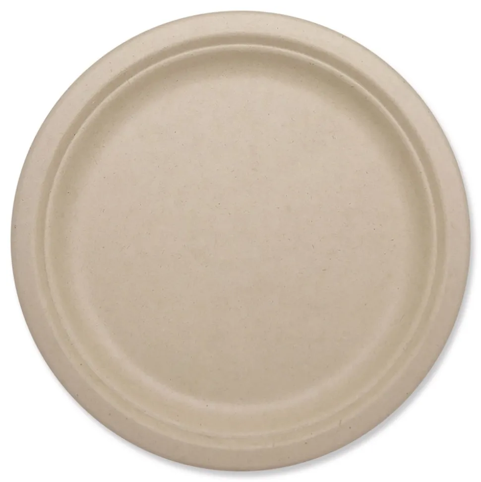 World Centric PL-SC-U10-LFP 10.1 in. Diameter Paper Fiber Plates - Natural (800/Carton)