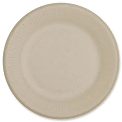 World Centric PL-SC-U6-LFS 6.1 in. Diameter Ripple Edge Paper Fiber Plates - Natural (1000/Carton)