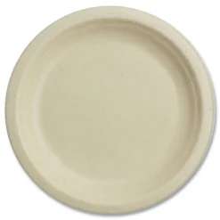World Centric PL-SC-U7-LFS 7 in. Diameter Paper Fiber Plates - Natural (1000/Carton)