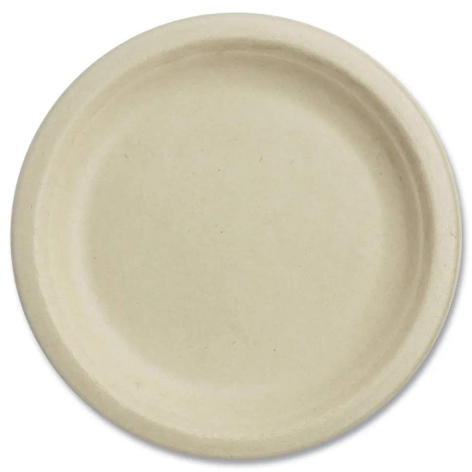 World Centric PL-SC-U7-LFS 7 in. Diameter Paper Fiber Plates - Natural (1000/Carton)