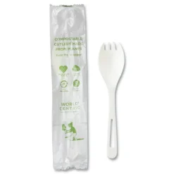 World Centric RK-PS-I TPLA Compostable Plastic Cutlery Spork - White (750/Carton)