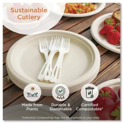 World Centric RK-PS-I TPLA Compostable Plastic Cutlery Spork - White (750/Carton)
