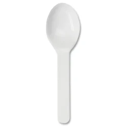 World Centric SP-CS-3 3 in. PLA Compostable Cutlery Tasting Spoon - White (3000/Carton)