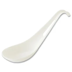 World Centric SP-TP-AS Plastic Asian Soup Spoon TPLA Compostable Cutlery - White (500/Carton)