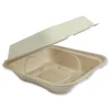 World Centric TO-SC-U9-LFP 9.2 in. x 9.1 in. x 3.2 in. Paper Fiber Hinged Containers - Natural (300/Carton)