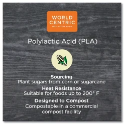 World Centric TRLCS10 7.8 in. x 10.2 in. x 0.5 in. Plastic Lids for TRSC60 Fiber Containers - Clear (400/Carton)