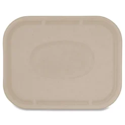 World Centric TRLSC10LF 7.8 in. x 10.1 in. x 0.5 in. Paper Fiber Lids for Fiber Containers - Natural (400/Carton)